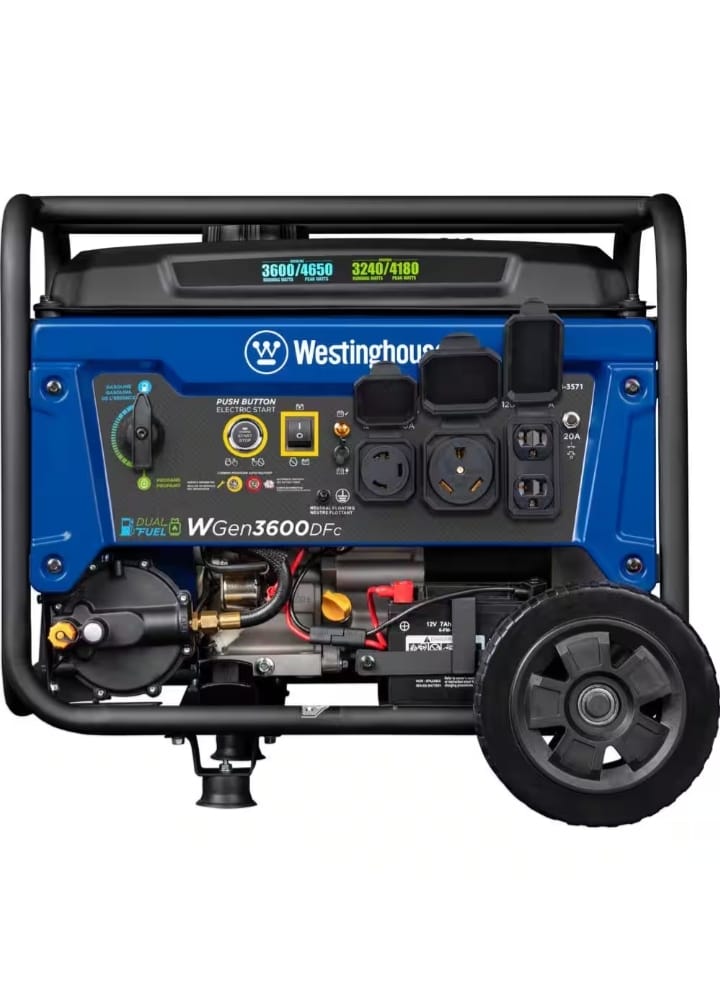 Generator 650 4,650/3,600-Watt Dual Fuel Gas and Propane Powered Portable Generator ...