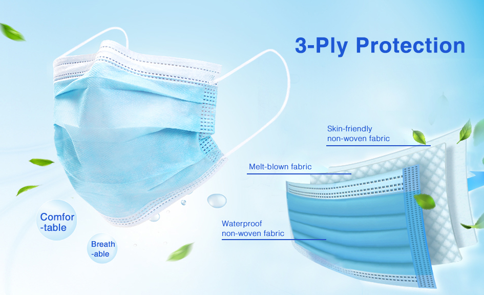 Rectangular Mask Disposable double-layer cambrela rectangular surgical type mask ...
