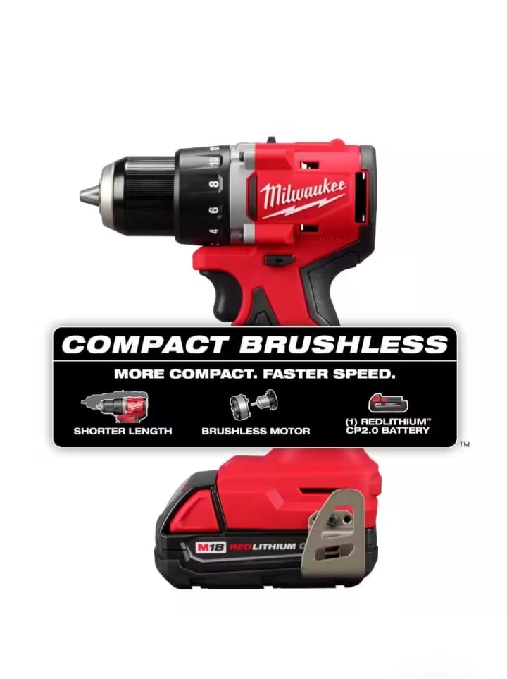M18 18V Lithium-Ion Brushless Cordless 1/2 Compact Drill